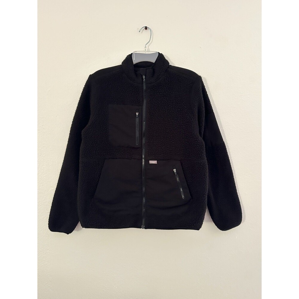 FIGS Women's On-Shift Fleece Jacket Black Medical Full Zip Size Medium W210W1023